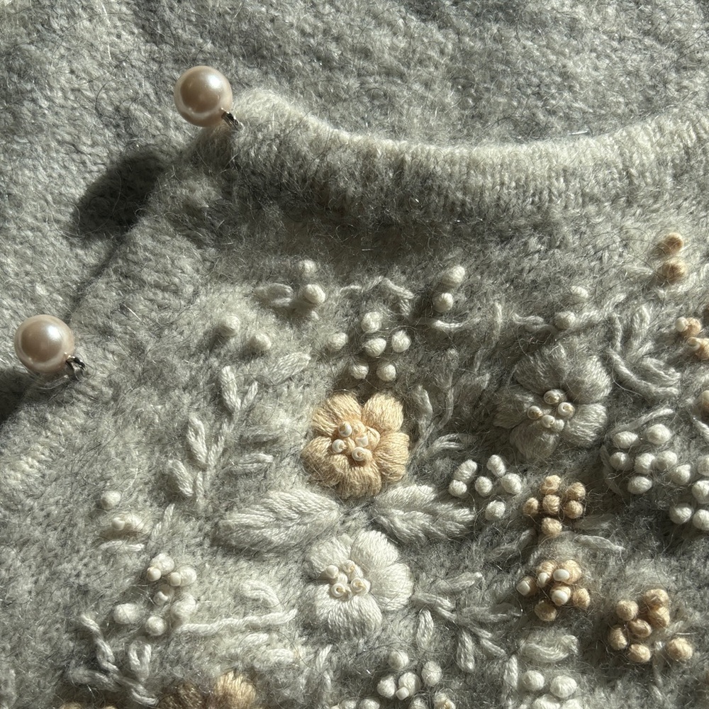 Caslon Gray Floral Embroidered Cardigan - Picture 5 of 11